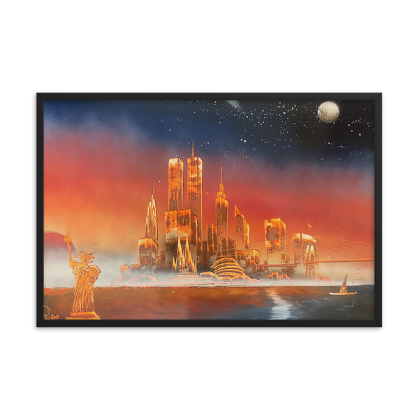 Twin Towers Sunset Framed photo paper poster