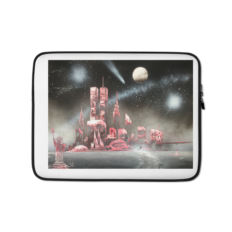 Red Twin Towers with moody black and white sky - Laptop Sleeve