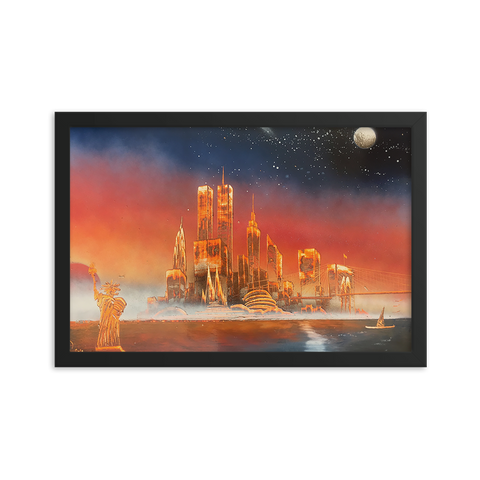 Twin Towers Sunset Framed photo paper poster